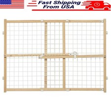 Pressure Mounted Dog Safety Gate Portable Wood Wire Mesh Expandable 24In Tall US