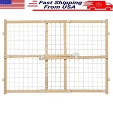 Pressure Mounted Dog Safety Gate Portable Wood Wire Mesh Expandable 24In Tall US