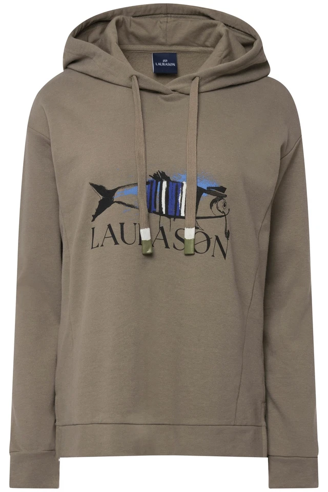 Laurasøn Damen Hoodie Fisch Motiv Kapuze Langarm 819473