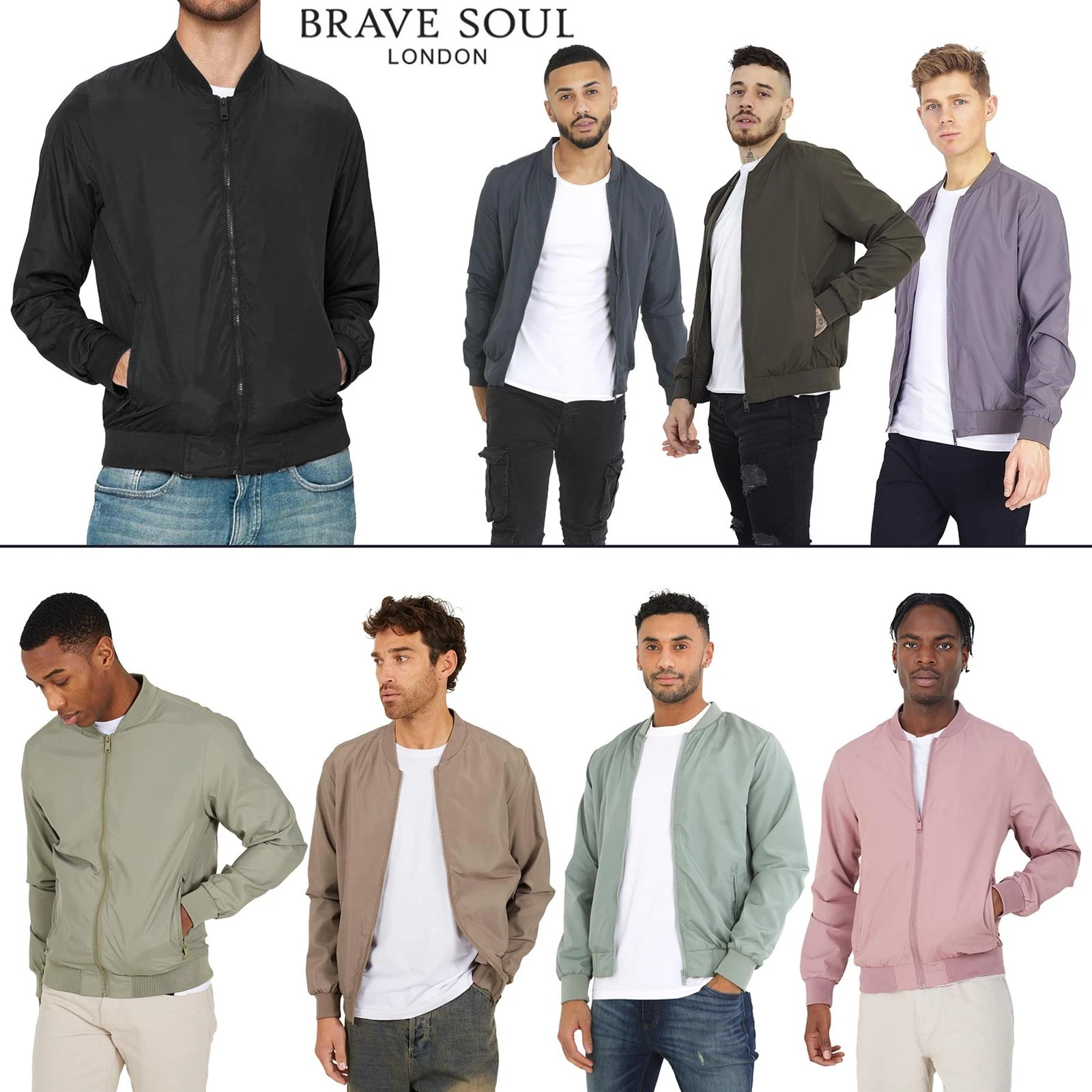 Brave Soul Mens Bomber Jacket Long Sleeve Full Zip Lightweight Outdoor Jacket
Opens in a new window