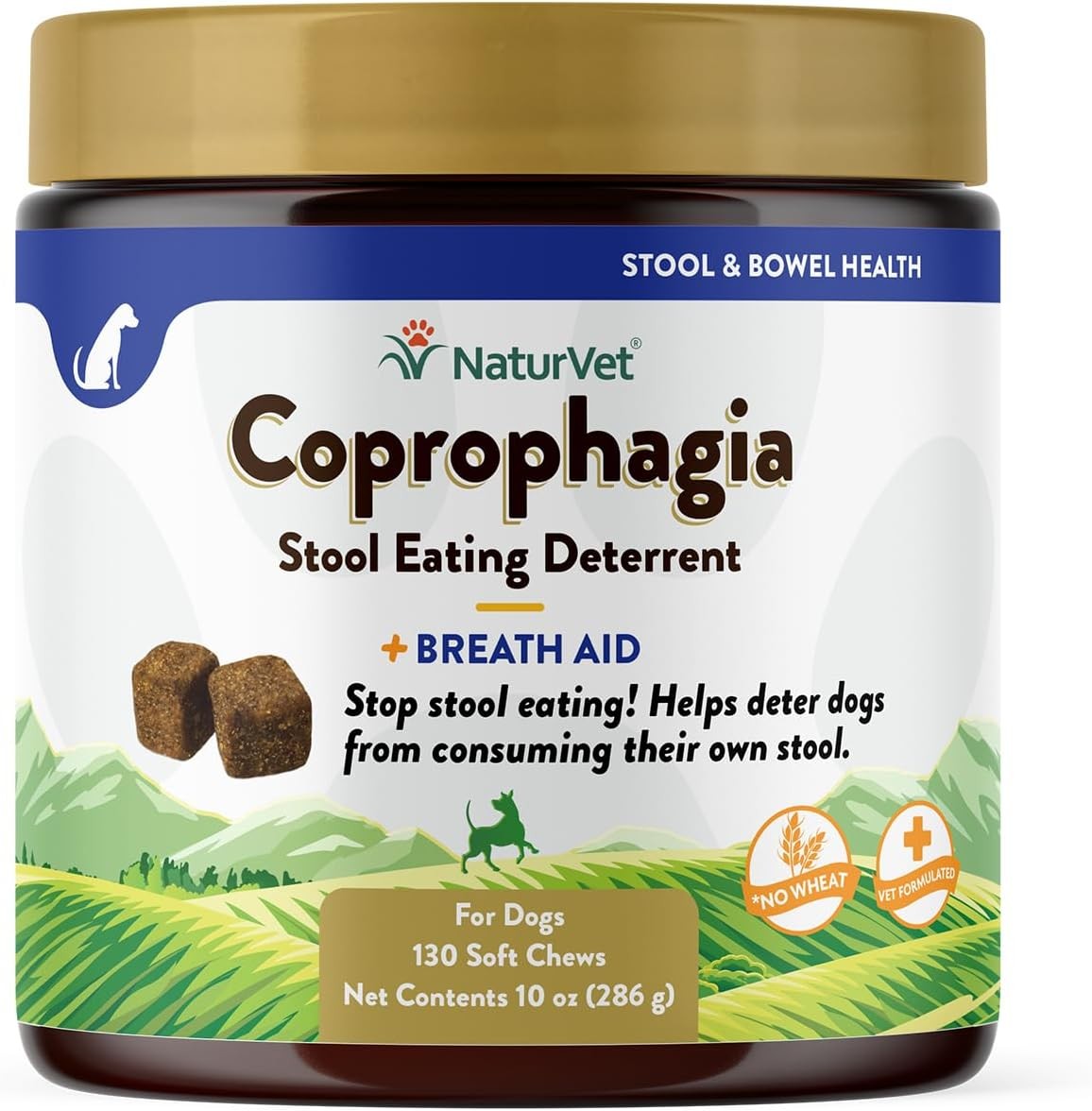 NaturVet COPROPHAGIA Soft Chew Bottle Dog Stool Eating Deterrent 130 count