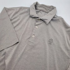 Johnnie-O Mens L Grey Striped Performance Polo Shirt Chicago Golf Club CGC Flaw
