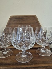 Vintage Cut Lead Crystal Brandy Snifter Glasses Set of 4 Elegant Barware Balloon