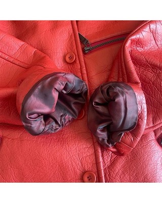 Issey Miyake Men AW97 Eco Leather Utility Jacket Size M Red Rare