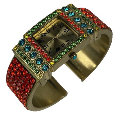 Heidi Daus ''Timely Fashion'' Pav Crystal Cuff Watch Multicolor B9813