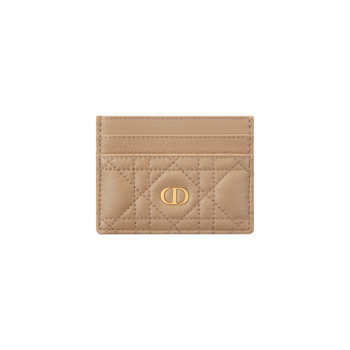 Dior Caro Freesia Card Holder in Soft Biscuit Leather