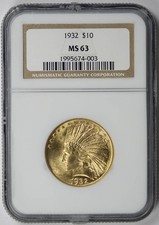 1932 Indian Head Eagle Gold $10 MS 63 NGC