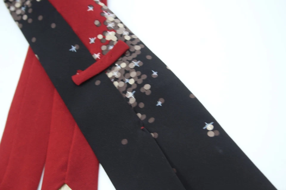 Corbata de seda Pancaldi para Davis hecha en Italia parcela de punto rojo negro vintage 54x3,25 Foto 4 de 4