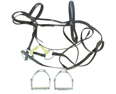 Horse Tack - Precision Riding Ltd Steigbügel 4,25'' & Trense mit Gebiss Leder