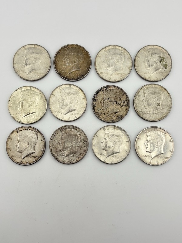 1964 D Kennedy Half Dollar 90% Silver Lot Of 12