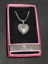Heart Picture Locket With Love Necklace 16-18" Chain "R"