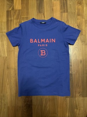 Balmain Kids T-Shirt Blue Logo Size 152 (12A) Original Shirt With Tags
