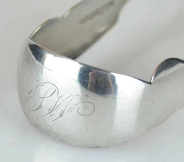 ADAM HENDERSON MONEDA PLATA PINZAS AZÚCAR c1840 - POUGHKEEPSIE NY - 6" - 45,4 GRAMOS Foto 4 de 4