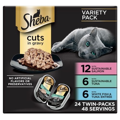 Sheba Perfect Portions 24 Count (Pack of 1), Salmon, Tuna, Whitefish & Tuna 