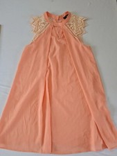 Ladies Sleeveless Dress Shein Size S Peach Lace Shoulder 9339
