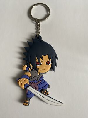 Naruto Sasuke Mangekyo Sharingan Shippuden doppelseitiger PVC-Schlüsselanhänger Schlüsselring Tasche