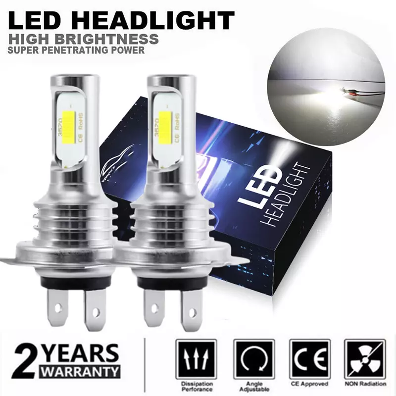 2pcs H7 Led Headlight Kit 80w 10000lm Hi Or Lo Beam Bulbs 6000k White Ip 68  Waterproof Canbus Led Headlight Car Accessories - Car Headlight Bulbs(led)  - AliExpress