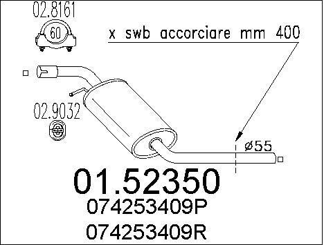 Pot intermédiaire VW Transporter T4 2.5 TDI pour van aménagé et longs voyages en fourgon