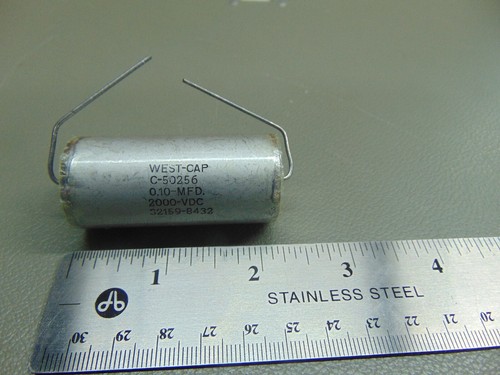 Condensador Mil-Spec sellado herméticamente de colección West-Cap 0,10 MFD 2000 VDC - Imagen 4 de 5
