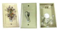 Telephone Interface Jack  CEI 7J2-130  Wall Plate RJ-14 Ivory 2 pcs