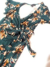 Fortune + Ivy Women's Green Floral Wrap Dress - Size Large