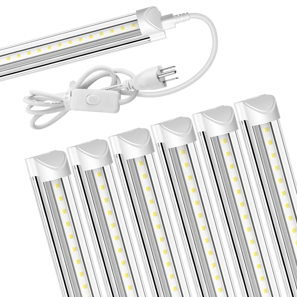 HYKOLITY 4FT 6 Pack LED Shop Light T8 Linkable Ceiling Tube Fixture 24W Daylight 6000K C