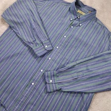 Vintage LL Bean Shirt Mens XL Long Sleeve Button Striped Casual Preppy 90s Y2K