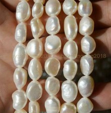 7-8mm Natural Baroque White Freshwater Real Pearl Loose Beads 14" Strand