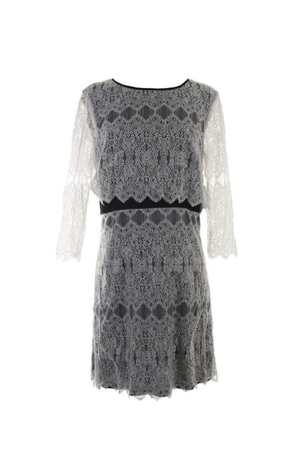 Kensie White 3/4-Sleeve Lace Overlay Dress XS