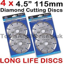 4 x 115mm 4.5" Diamond Cutting Disc 4-1/2" Cutting Disc STONE Masonry Dry Cut