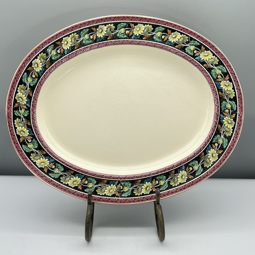 RARE! W T Copeland DAISY 17" OVAL PLATTER 1878 Polychrome ROSE PINK Transferware - Picture 9 of 20