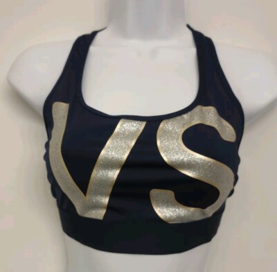 VICTORIA'S SECRET NAVY BLUE SILVER GLITTER LOGO RACERBACK PLAYER
