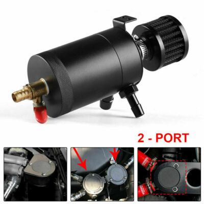 Oil Catch Can Kit Reservoir Tank Engine Black Polish Baffled Universal Aluminum