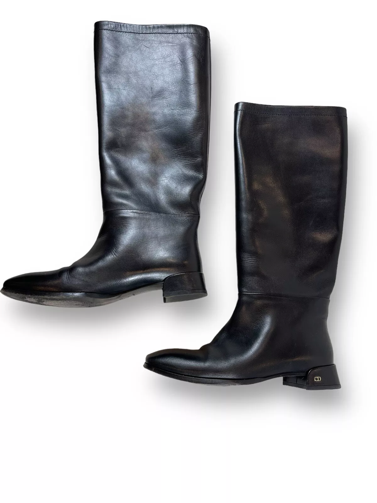 Bottes d'équitation classiques hautes noires authentiques Dior pour femme 38 US 8