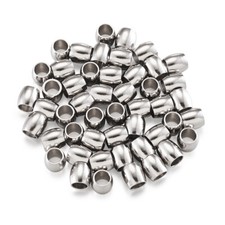 100pc 304 Stainless Steel Barrel Large Hole Beads Smooth Mini Metal Spacer 6x6mm