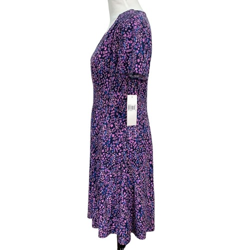 Wisp Womens NWT Babydoll Dress Comfort Purple Floral Jersey Size 10 Dark Cottage - Picture 3 of 8