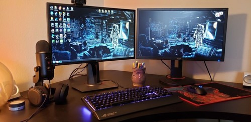 DUAL DELL HP Matching 23" Widescreen LCD Monitors w/ Stand Cables VGA Gaming A - Picture 5 of 10