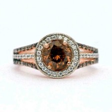 2.5CT Round Cut Simulated Chocolate Diamond Engagement Ring 14K Rose Gold Plated