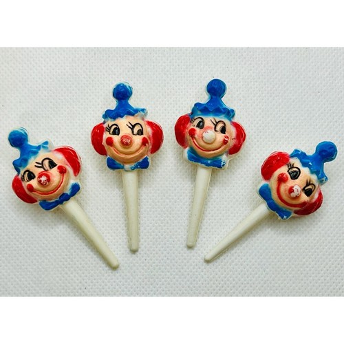 Vintage Wilton Derby Clown Cake Toppers / Cupcake Picks /Party Decorations