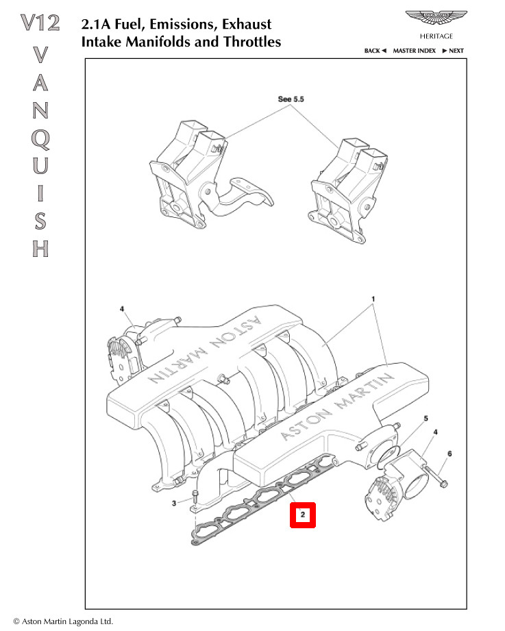 1R12-08-10077-PK Aston Martin V12 Inlet Manifold Head Gasket PACK OF 2