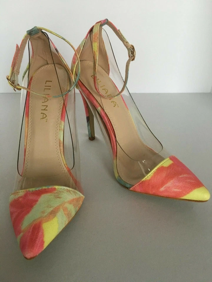 Zapatos de salón Liliana coloridos para mujer zapatos tacones de aguja talla 7 pastel rosa amarillo Foto 2 de 4