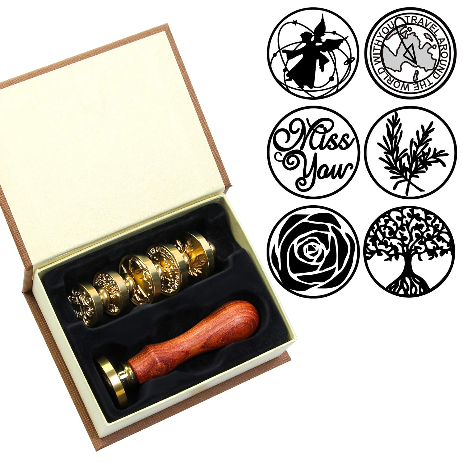 Wax Seal Stamp Set 6 Pieces Sealing Wax Stamps Wax Stamp Seal Kit for