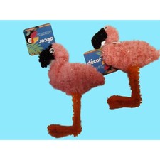 Pink Flamingo Pair Tinsel Figure Decoration Ornament 7 inch