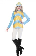 Melbourne Cup Horse Racing Supplies Female Blue & Yellow Jockey Costume (M)