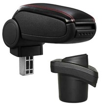 Für Citroen C2 03-09 Armlehne Mittelarmlehne MAL KOMPLETT SET Leder Schwarz Rot