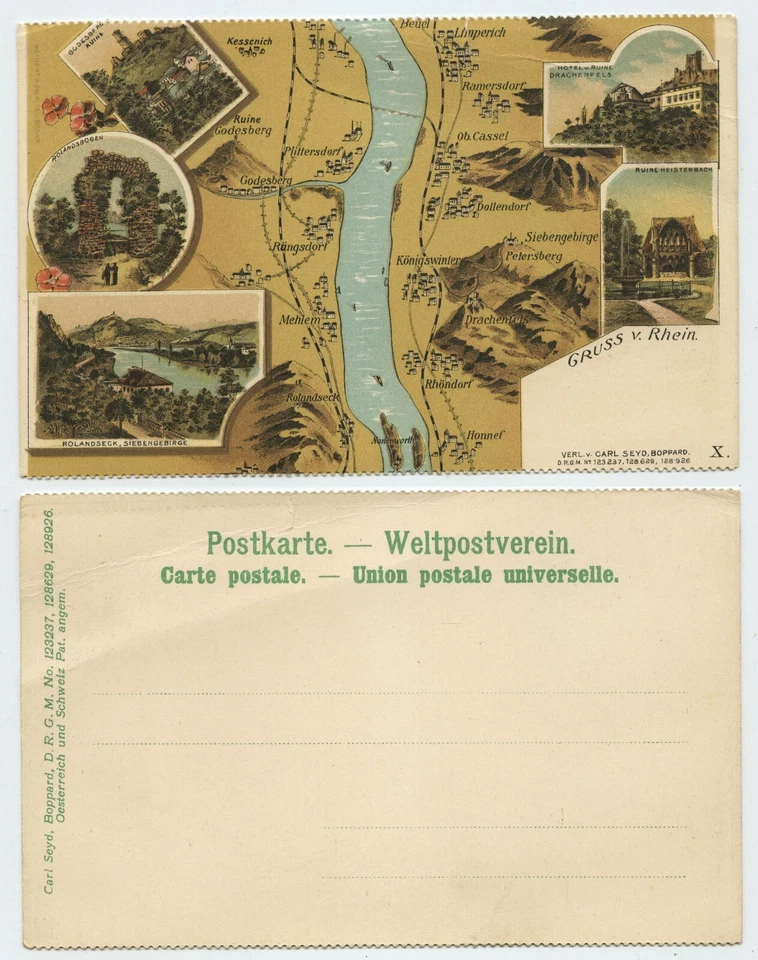 119528 - Gruß vom Rhein - alte Ansichtskarte - Bild 1 von 1