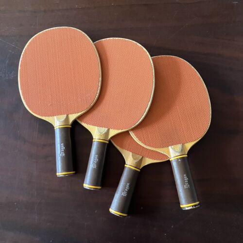 Set Of 4 Vintage Dragon Brand Ping Pong Paddles Tatco Brand - Picture 1 of 10