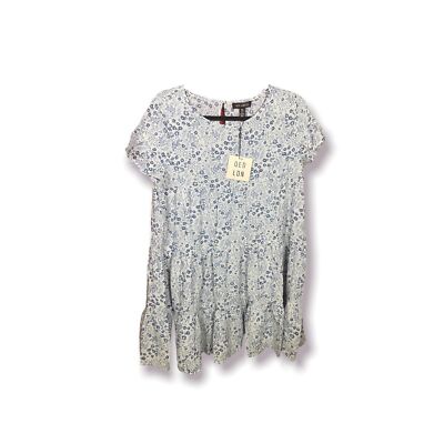 QED London Cottagecore Blouse White Floral loose Smock Boho Dress Size 8