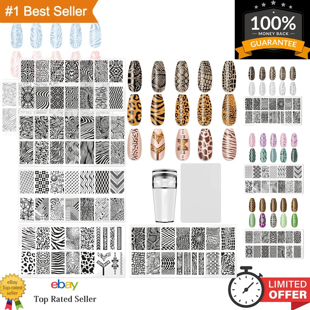 5Pcs Nail Stamping Plates Leopard Print Nail Stamps Nail Art Stamping Plates ...