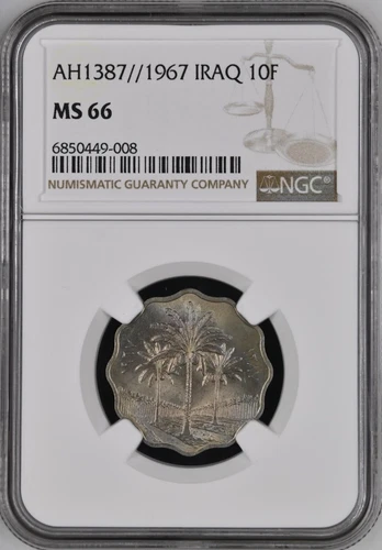 IRAQ/IRAK  , 10 FILS 1967 - NGC MS 66 , RAREV